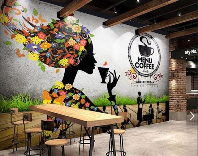Vẽ tranh tường đơn giản quán Cafe
