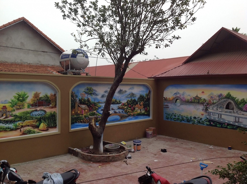 Vẽ tranh tường khuôn viên vườn