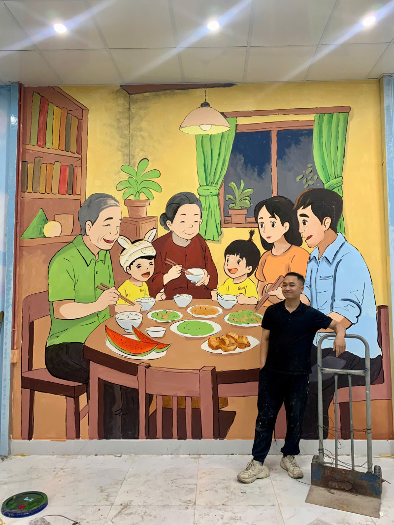 Vẽ Tranh Tường Cho Nhà Hàng Bếp Bo Béo